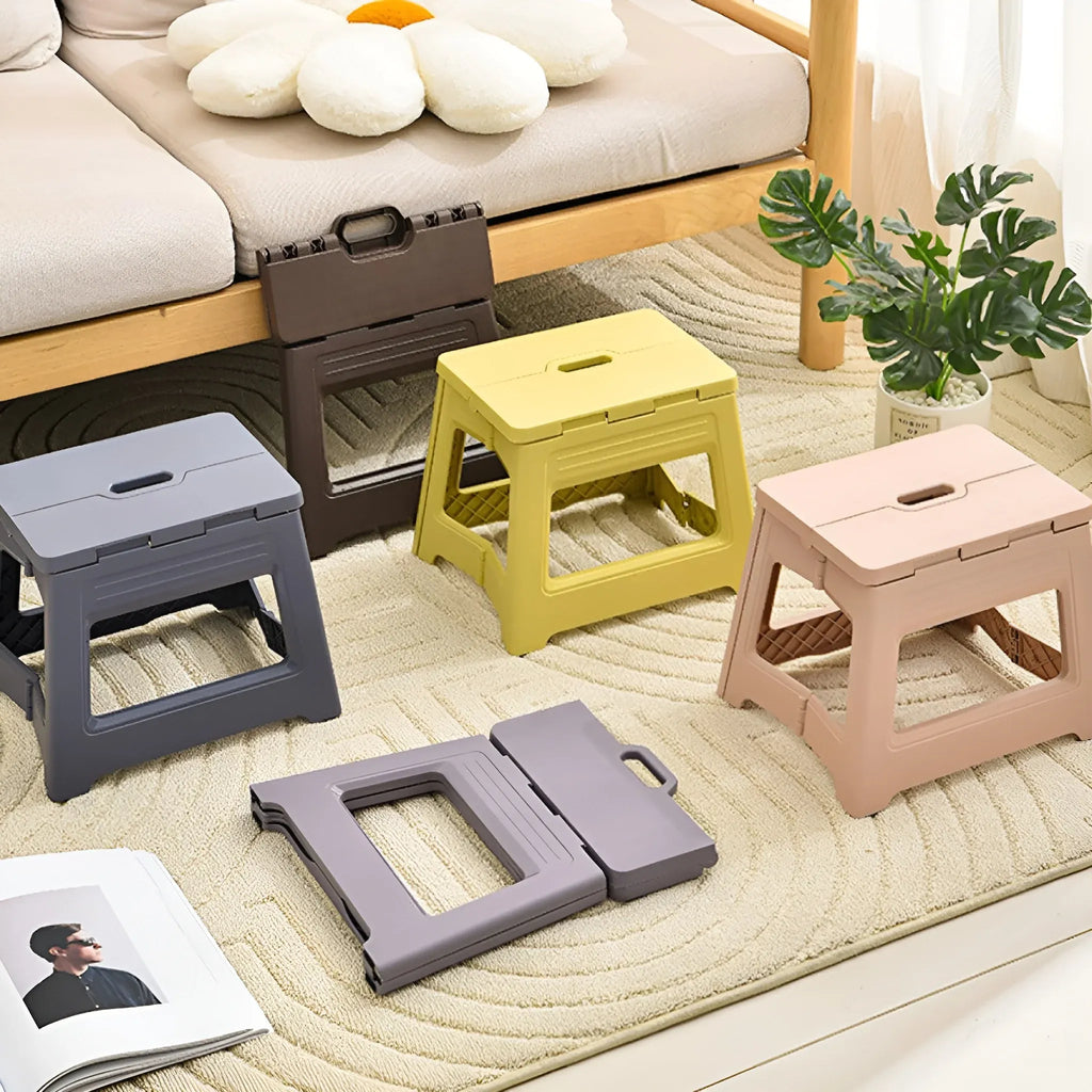 Portable Outdoor Plastic Folding Stool Lightweight Foldable For Camping Picnic - Grey Blue