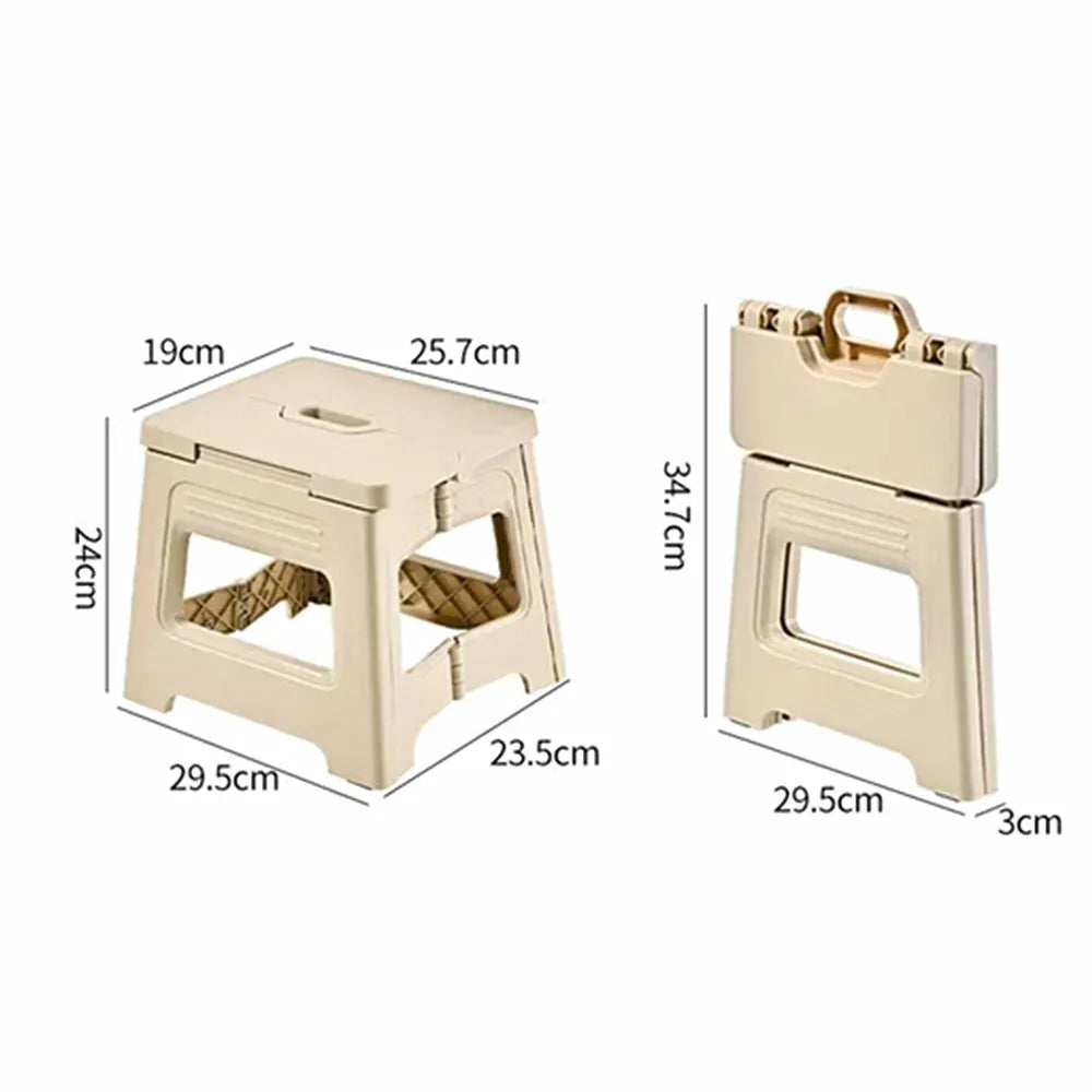 Portable Outdoor Plastic Folding Stool Lightweight Foldable For Camping Picnic - White