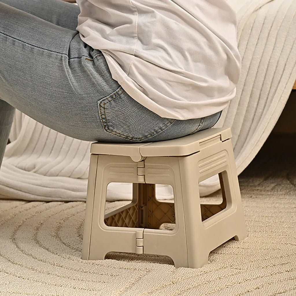 Portable Outdoor Plastic Folding Stool Lightweight Foldable For Camping Picnic - White