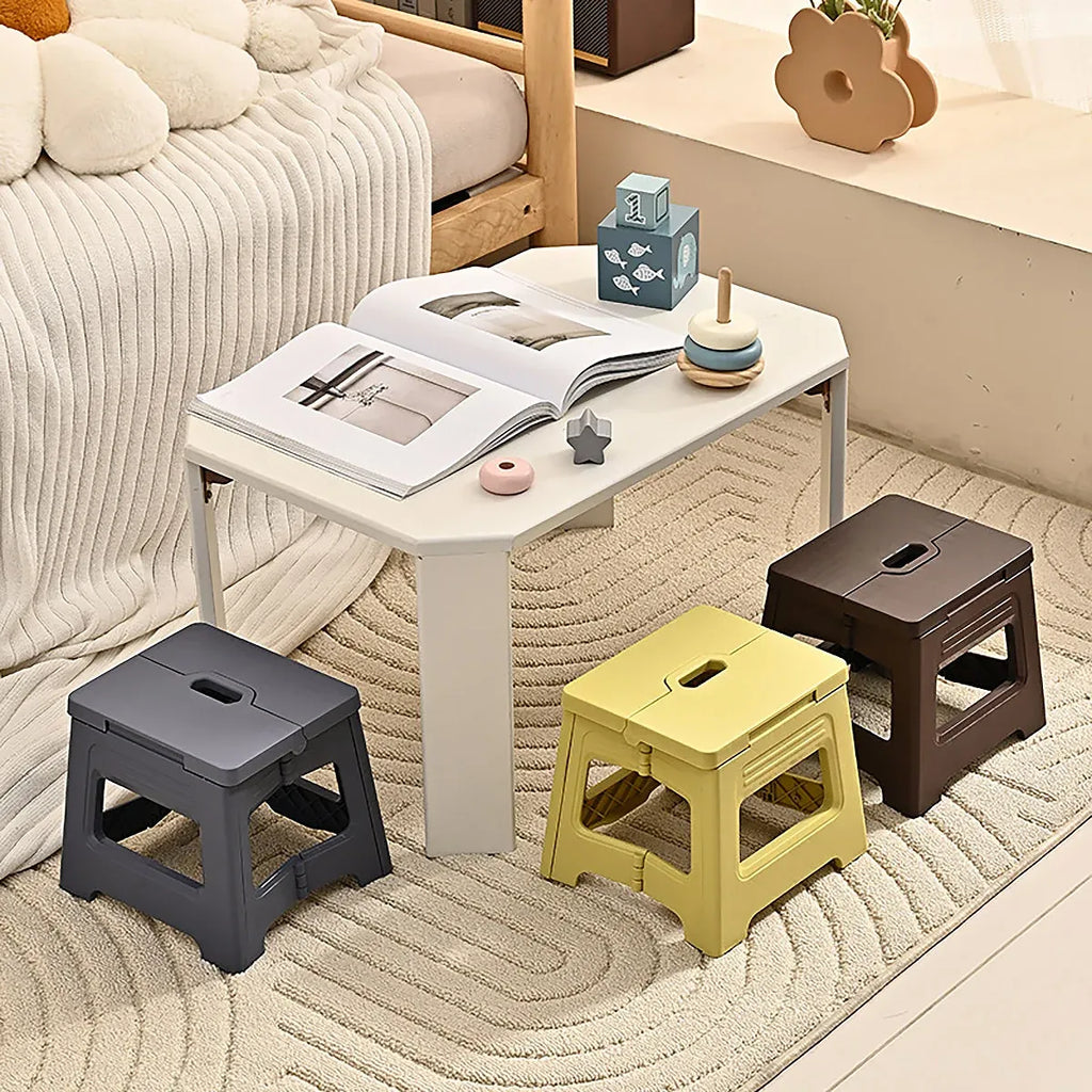 Portable Outdoor Plastic Folding Stool Lightweight Foldable For Camping Picnic - White
