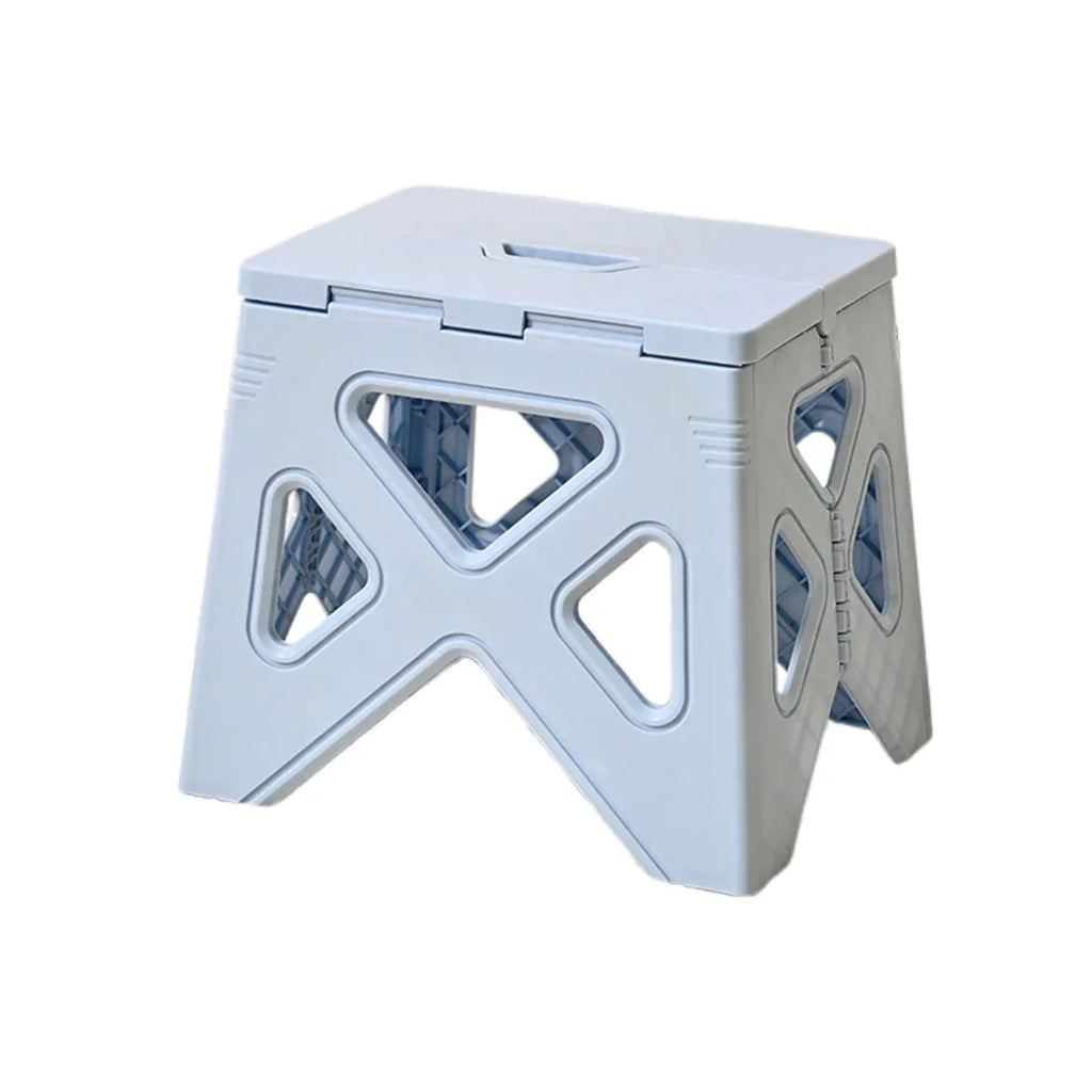 Portable Folding Plastic Stool Lightweight Step Chair for Outdoor Camping or Kitchen - Blue