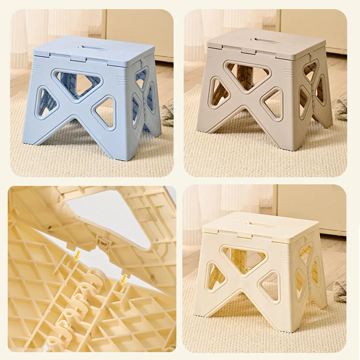 Portable Folding Plastic Stool Lightweight Step Chair for Outdoor Camping or Kitchen - Blue