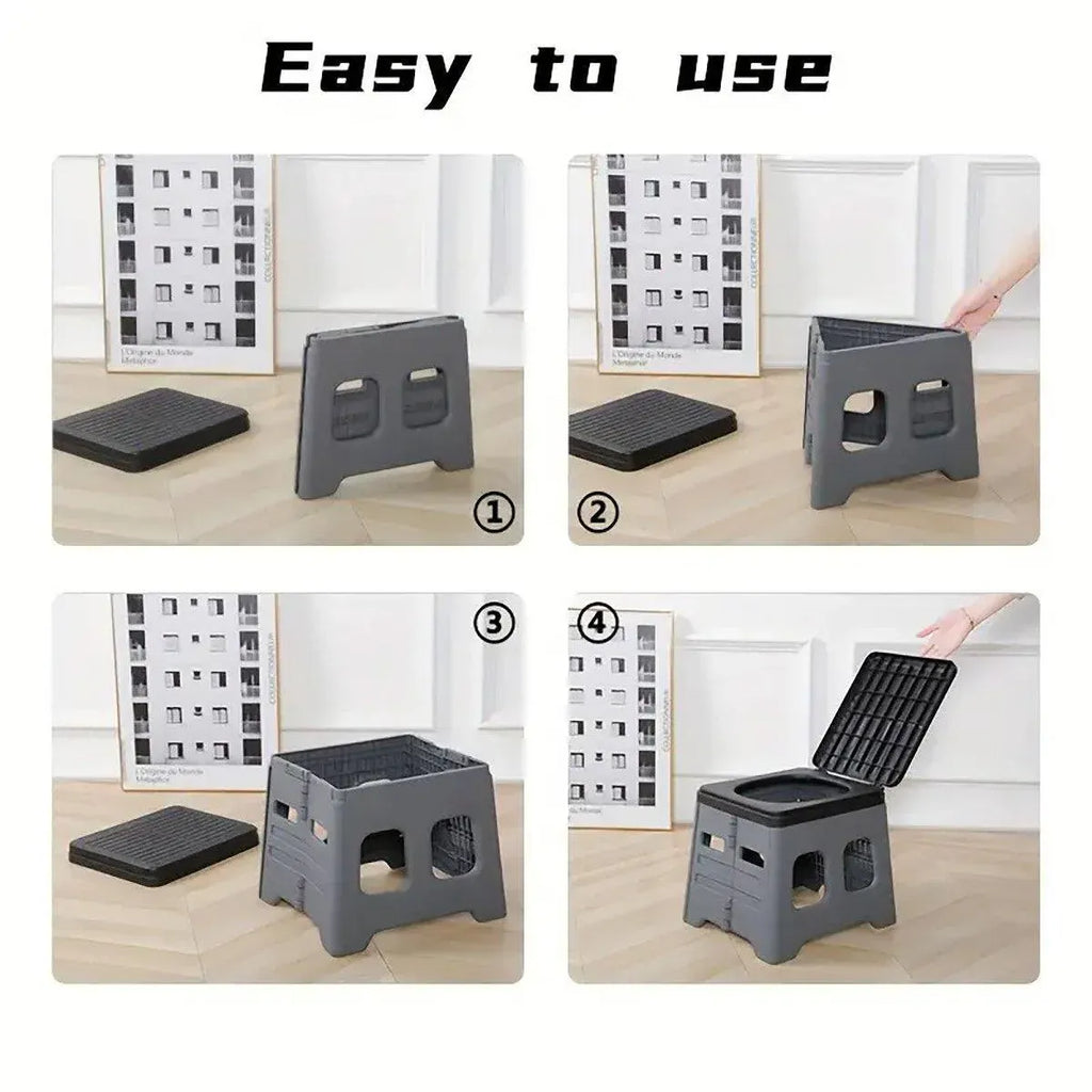 Outdoor Travel Toilet Portable Folding Stool Seat for Camping Hiking and Outdoor - Grey