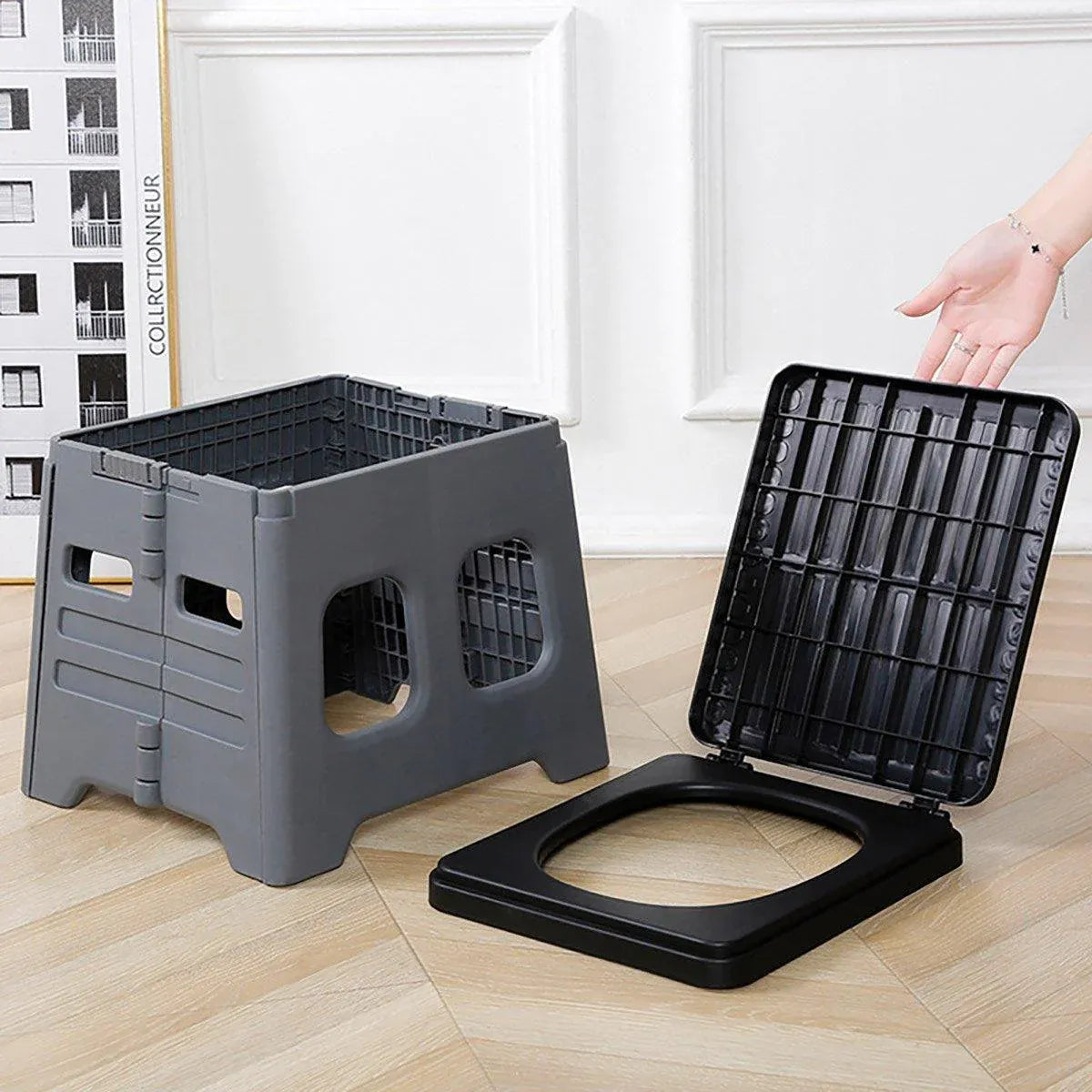 Outdoor Travel Toilet Portable Folding Stool Seat for Camping Hiking and Outdoor - Grey