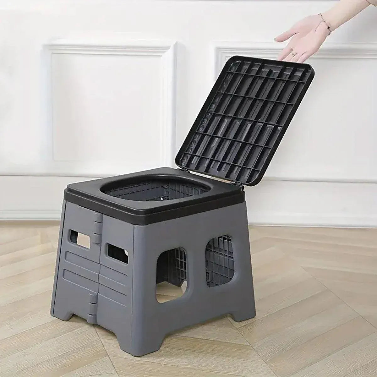 Outdoor Travel Toilet Portable Folding Stool Seat for Camping Hiking and Outdoor - Grey