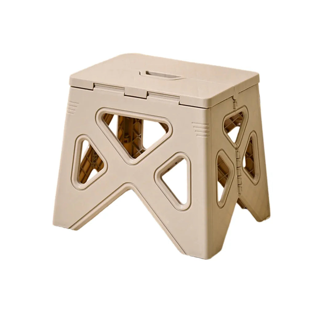 Portable Folding Plastic Stool Lightweight Step Chair for Outdoor Camping or Kitchen - Grey