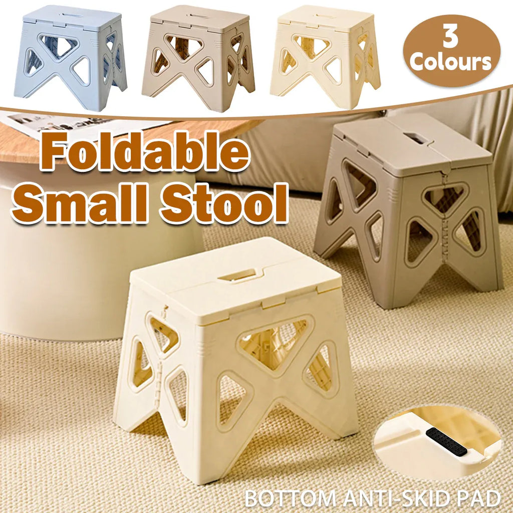 Portable Folding Plastic Stool Lightweight Step Chair for Outdoor Camping or Kitchen - Grey