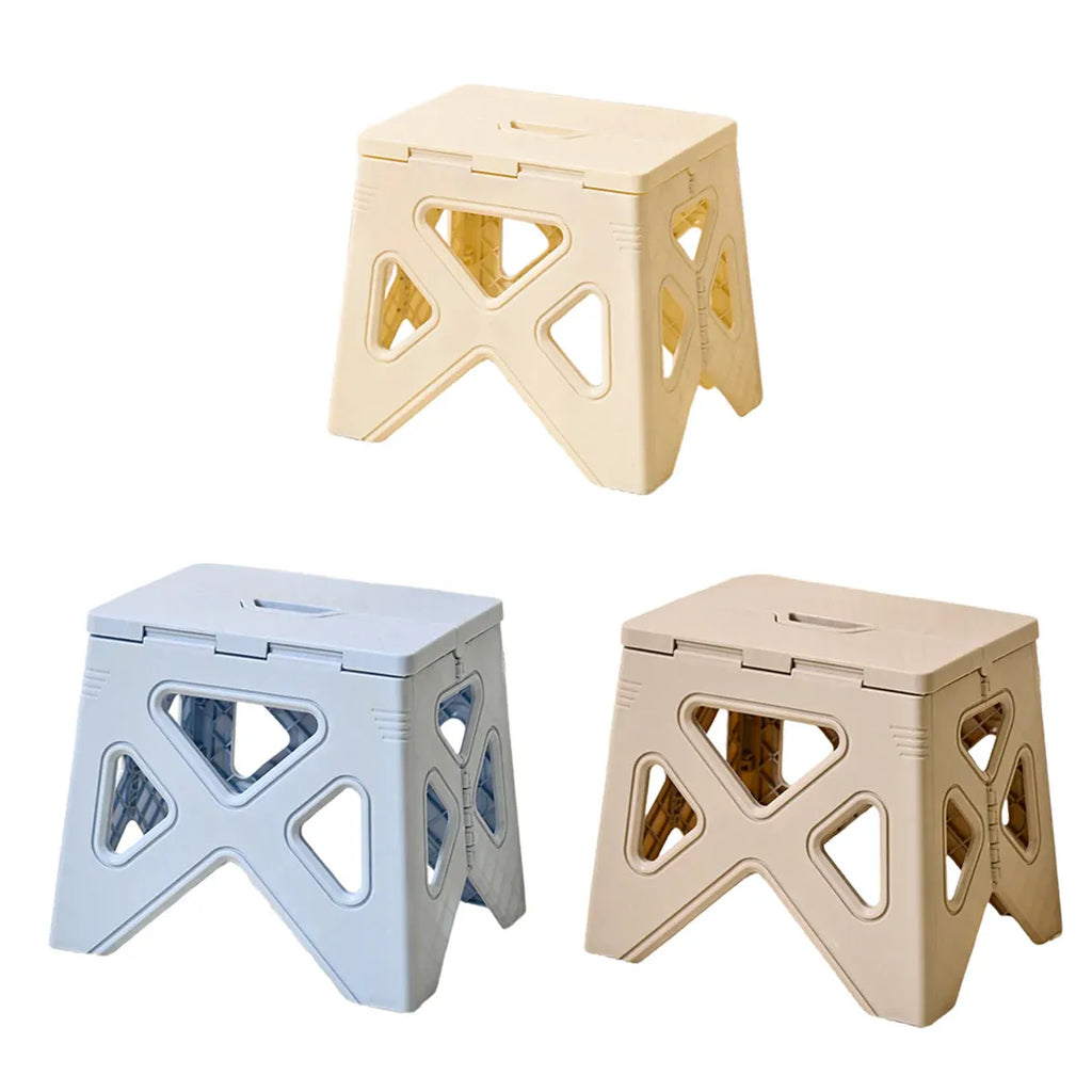Portable Folding Plastic Stool Lightweight Step Chair for Outdoor Camping or Kitchen - Grey