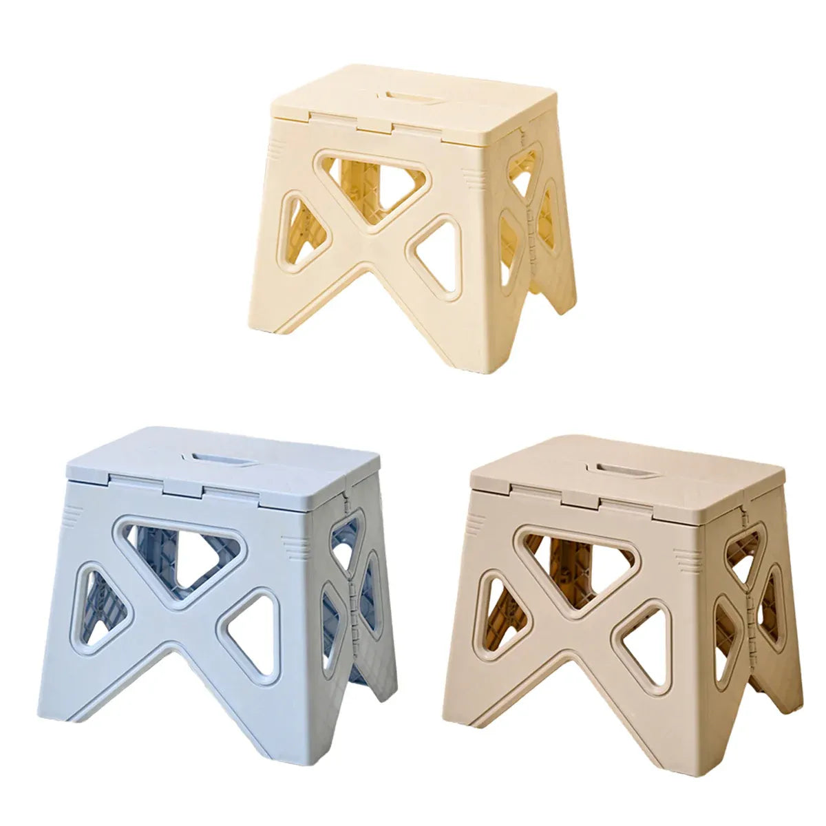 Portable Folding Plastic Stool Lightweight Step Chair for Outdoor Camping or Kitchen - Grey