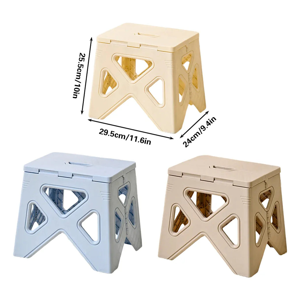 Portable Folding Plastic Stool Lightweight Step Chair for Outdoor Camping or Kitchen - Grey