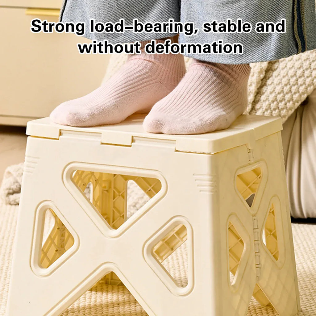 Portable Folding Plastic Stool Lightweight Step Chair for Outdoor Camping or Kitchen - Grey