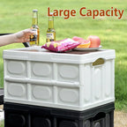 Folding Camping Storage Box Outdoor Stackable Container with Lid Home Organizer - White