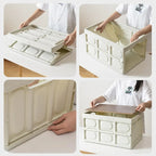 Folding Camping Storage Box Outdoor Stackable Container with Lid Home Organizer - White