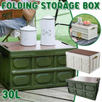 Folding Camping Storage Box Outdoor Stackable Container with Lid Home Organizer - White