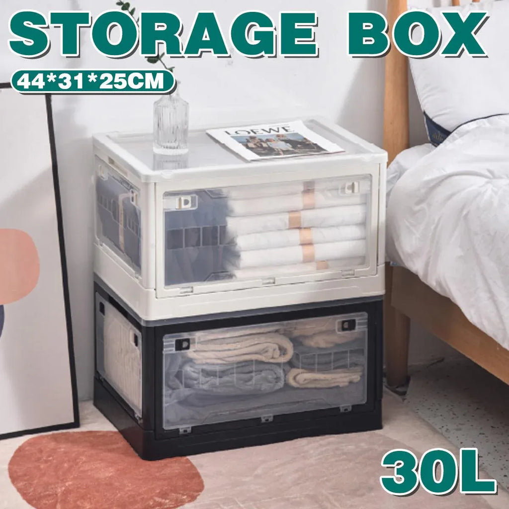 Foldable Outdoor Camping Storage Box Multi-Door Car Trunk Organizer with Lid - White