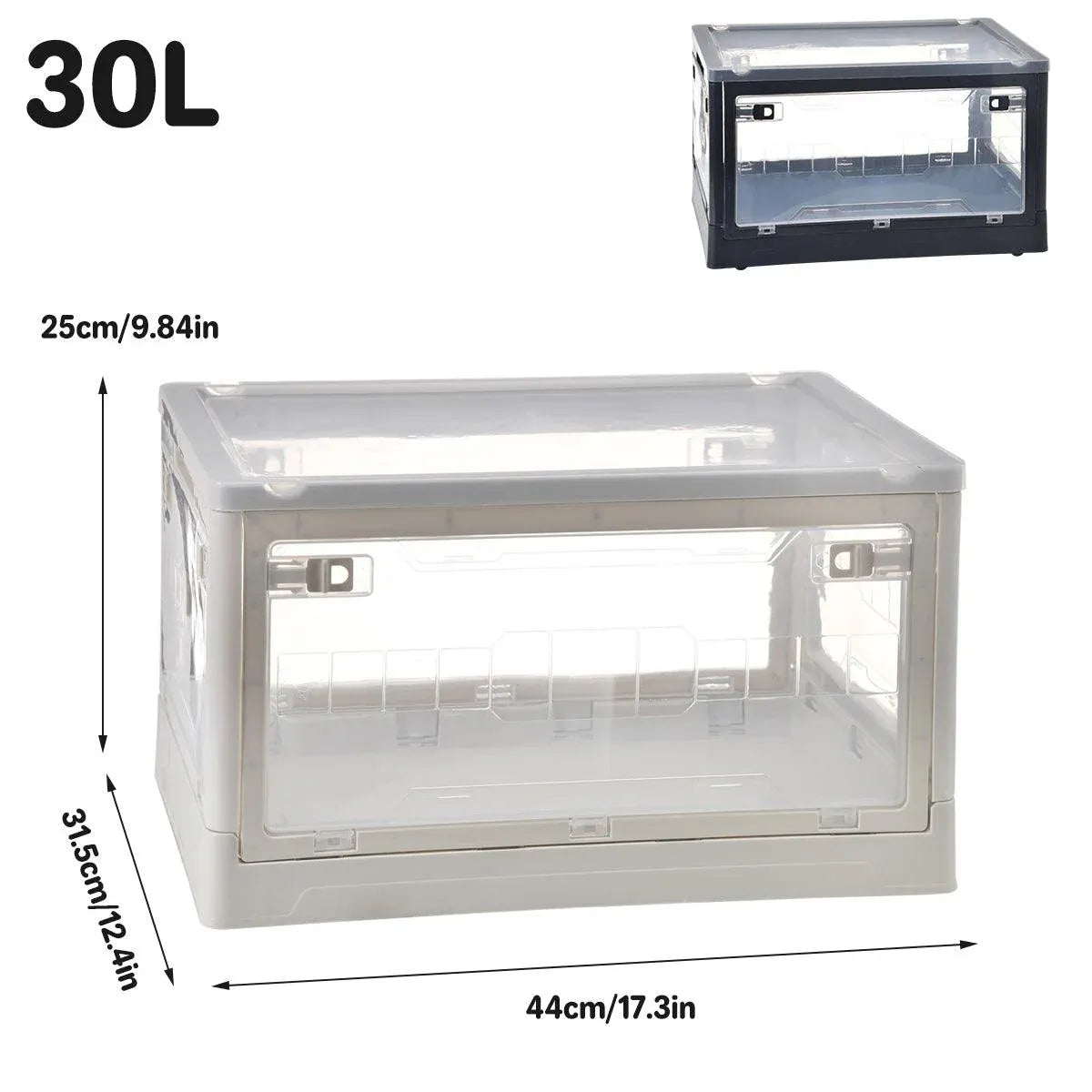 Foldable Outdoor Camping Storage Box Multi-Door Car Trunk Organizer with Lid - White
