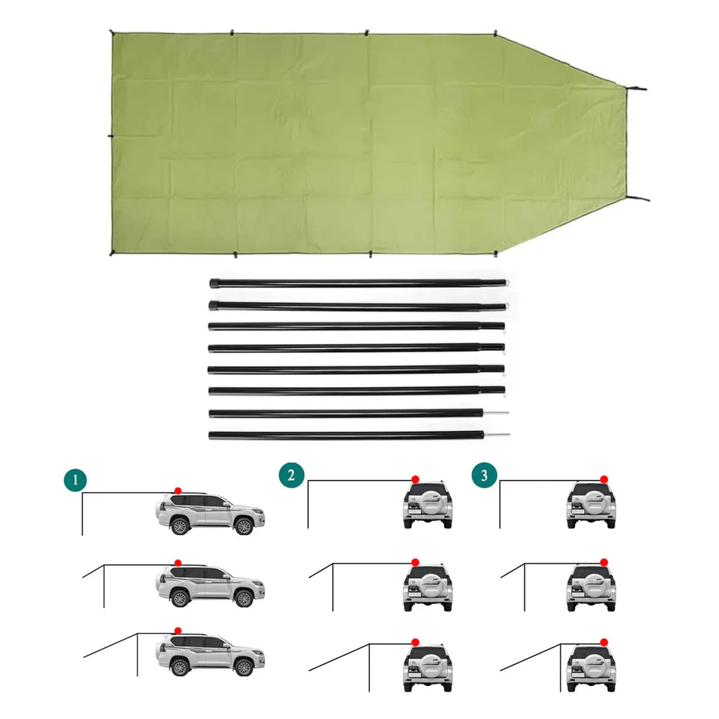 Car Side Awning Tent Rear Canopy Outdoor Camping Sunshade Shelter for SUV Use