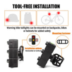 1-Piece USB-Rechargeable Three-Colour Bicycle Tail Light