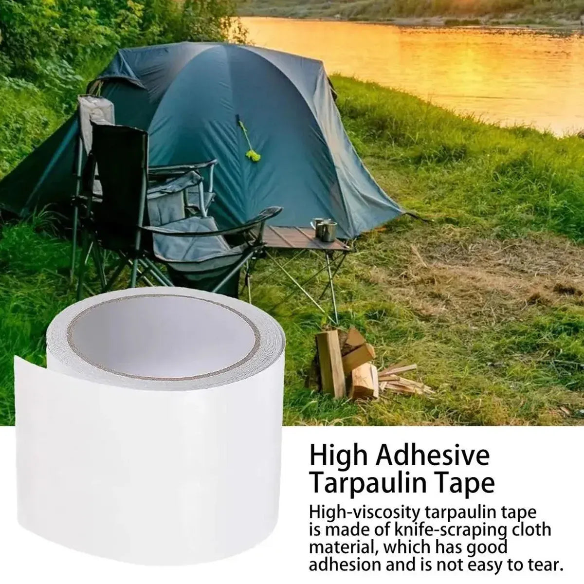 High Adhesive Tarpaulin Repair Tape Tent Awning Fix Patch Waterproof Universal - Red - 8cm x 7.5m