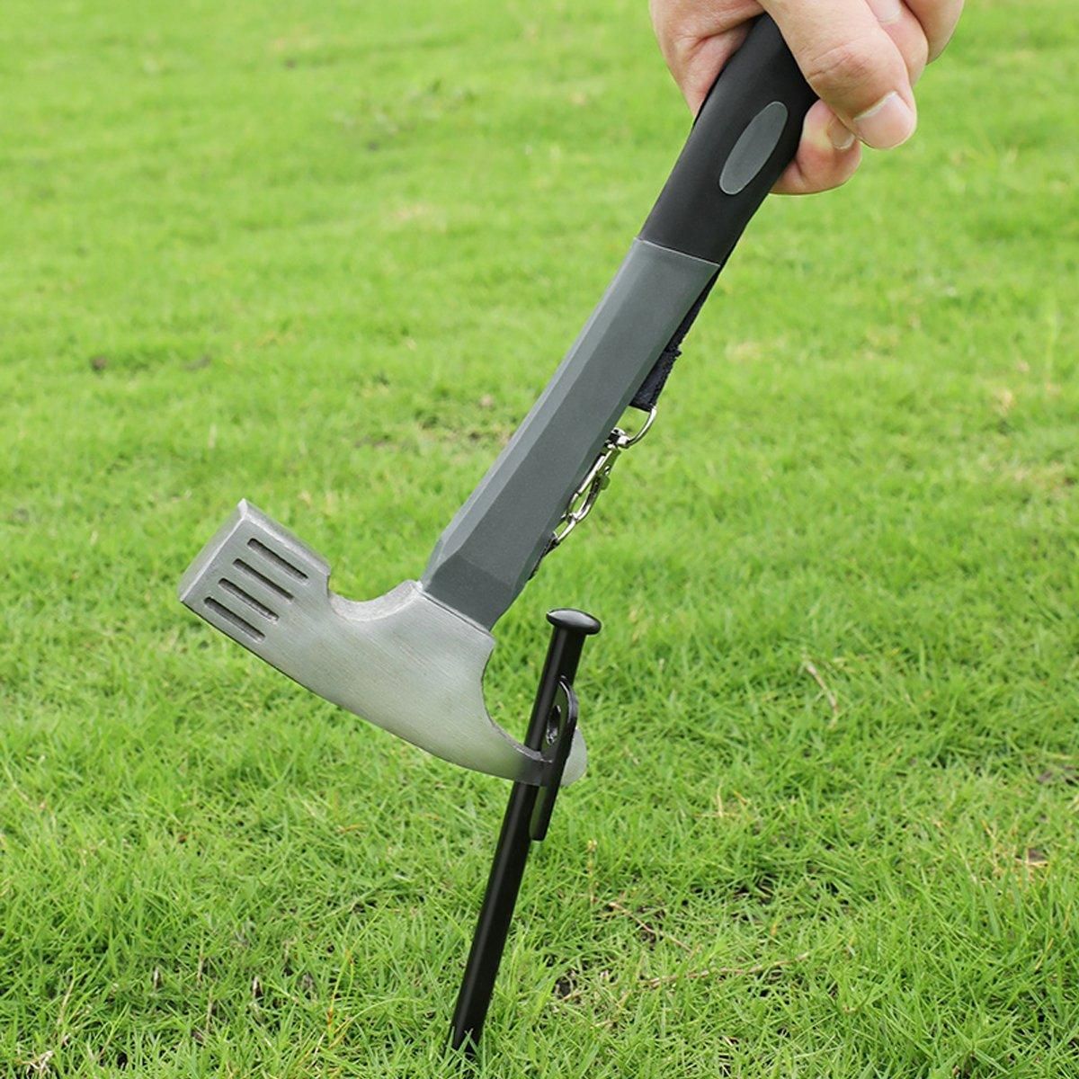 Outdoor Camping Hammer Tent Stake Puller Ground Hammer Heavy Duty Camping Tool - Orange