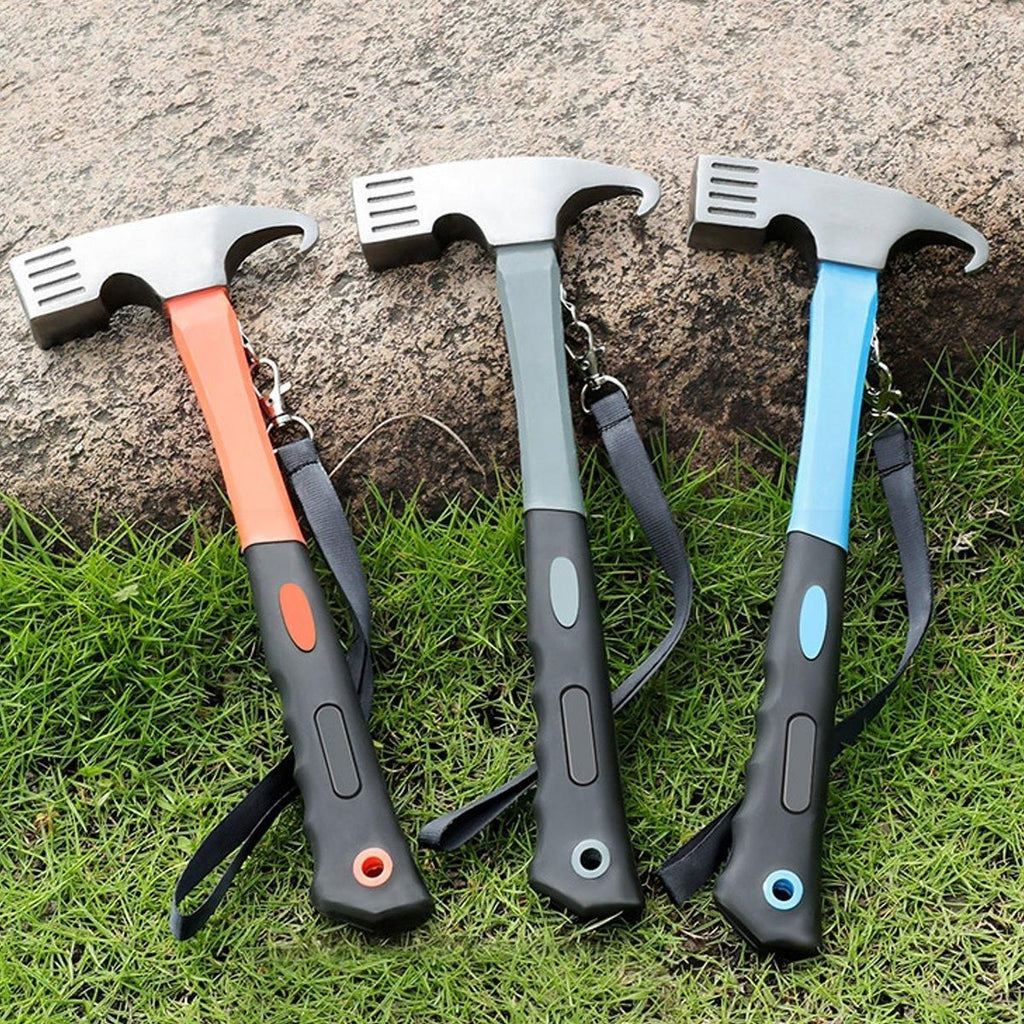 Outdoor Camping Hammer Tent Stake Puller Ground Hammer Heavy Duty Camping Tool - Orange