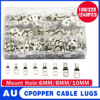 240Pcs 4WD Cable Lug Ring Battery Copper Tube Connector Kits Terminal Crimper - 100X SC6-SC25 Cable Lug Kits+Heat Shrink Tube