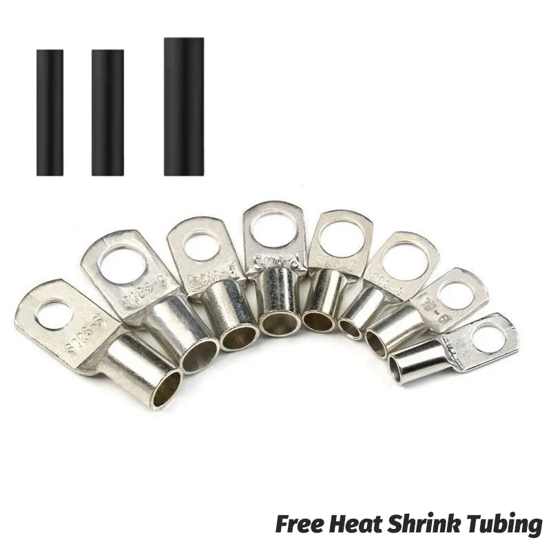240Pcs 4WD Cable Lug Ring Battery Copper Tube Connector Kits Terminal Crimper - 100X SC6-SC25 Cable Lug Kits+Heat Shrink Tube