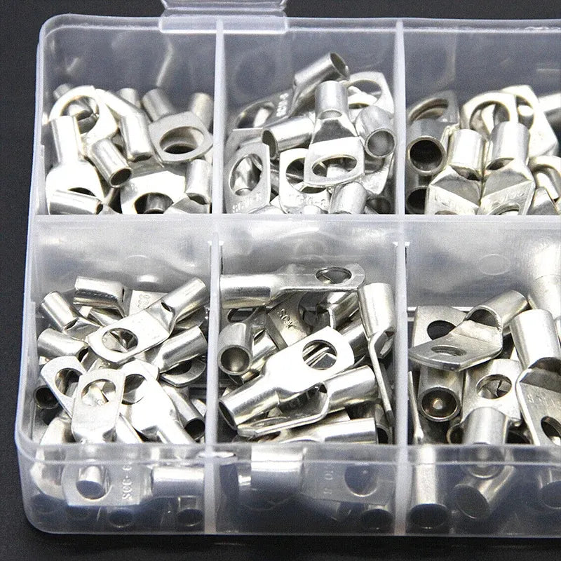 240Pcs 4WD Cable Lug Ring Battery Copper Tube Connector Kits Terminal Crimper - 100X SC6-SC25 Cable Lug Kits+Heat Shrink Tube