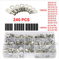 240Pcs 4WD Cable Lug Ring Battery Copper Tube Connector Kits Terminal Crimper - 240X SC4-SC25 Cable Lug Kits+Heat Shrink Tube