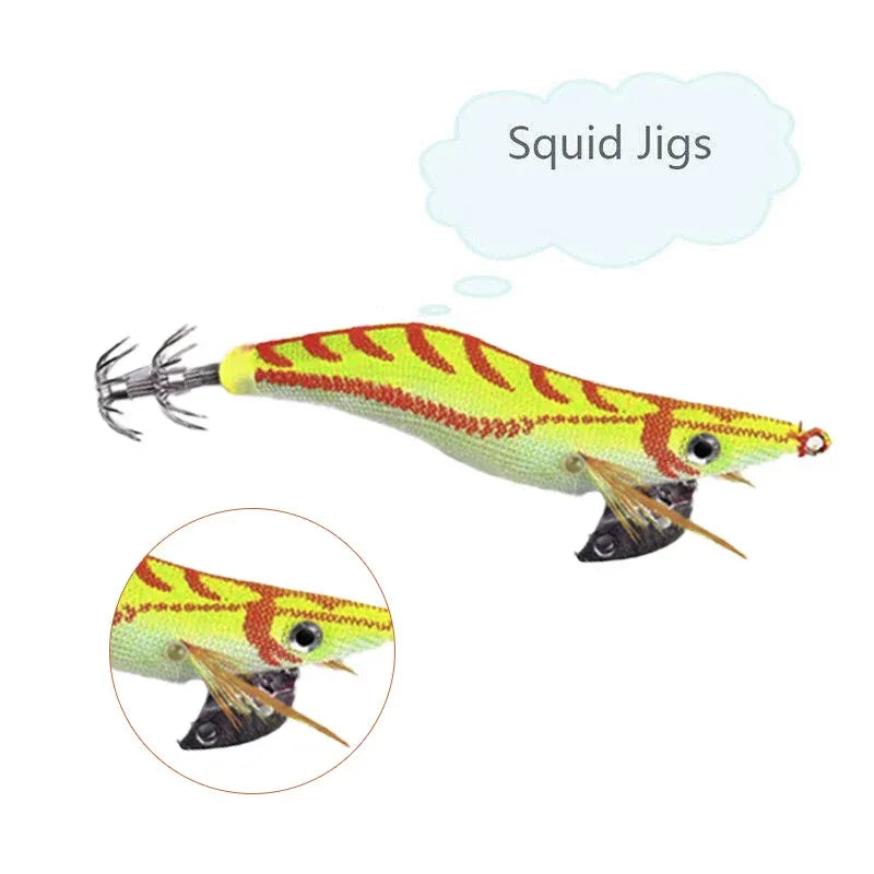 4PCS Glow Squid Jig Lures Double Hook Egi Bait for Calamari and Saltwater Fishing