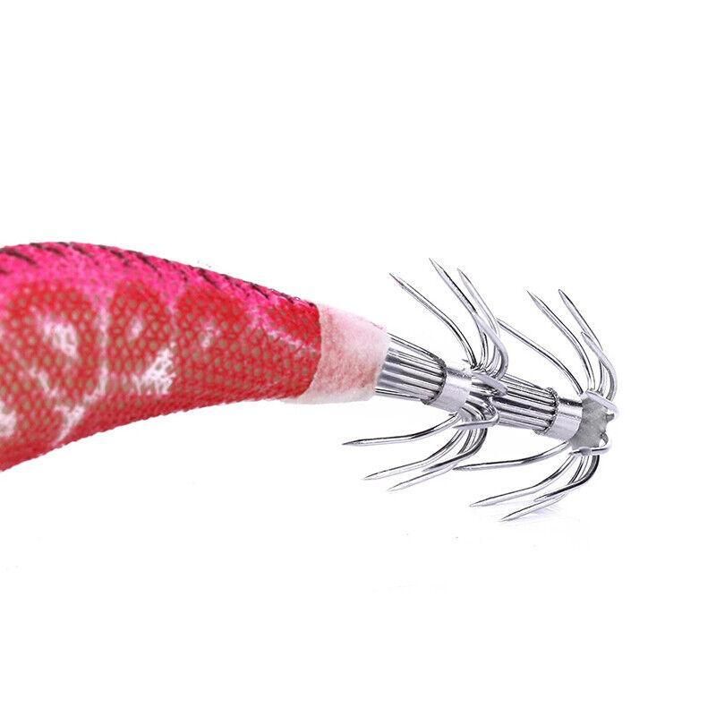 4PCS Glow Squid Jig Lures Double Hook Egi Bait for Calamari and Saltwater Fishing