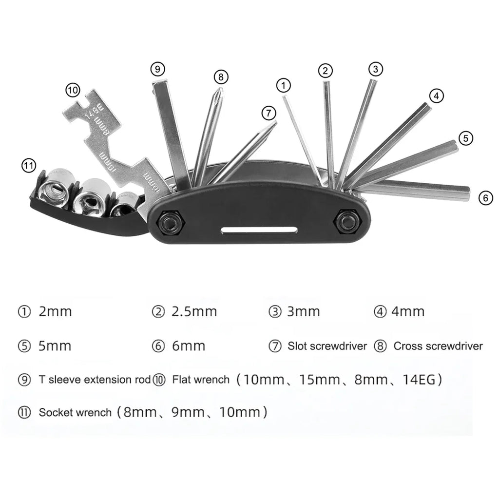 Bicycle Repair Kit with Tire Levers Patch Kit Pump Multi Tool for Mountain Bike