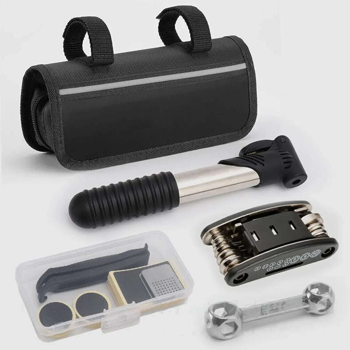 Bicycle Repair Kit with Tire Levers Patch Kit Pump Multi Tool for Mountain Bike