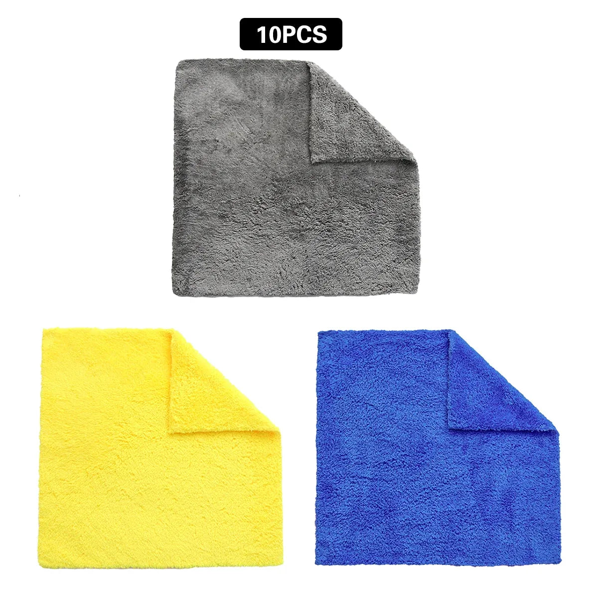 10PCS Microfiber Cleaning Cloths Car Detailing Towels Polishing Rags No Scratch - Grey
