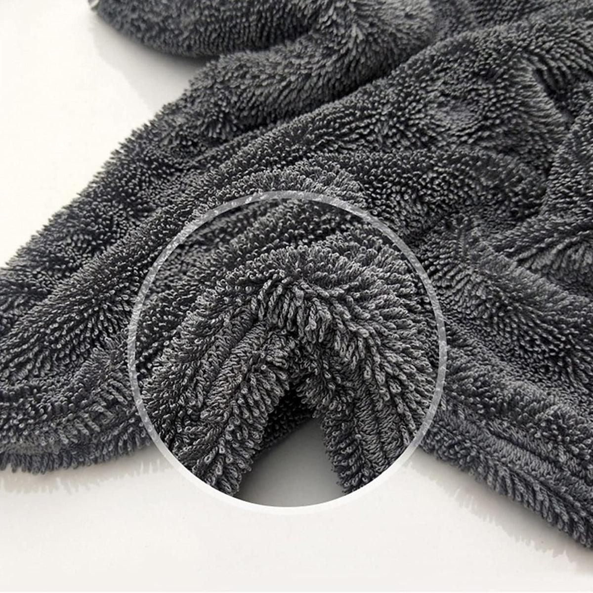 1-Piece 90 x 60 cm Twisted-Weave Car Drying Towel, Grey