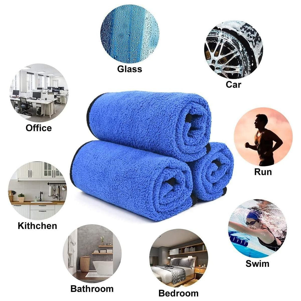 4pcs Car Wash Towels Double Sided Cleaning Wipe Microfiber Cloths Auto Detailing