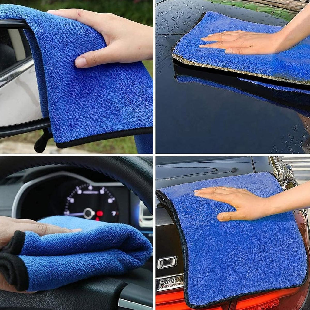 4pcs Car Wash Towels Double Sided Cleaning Wipe Microfiber Cloths Auto Detailing