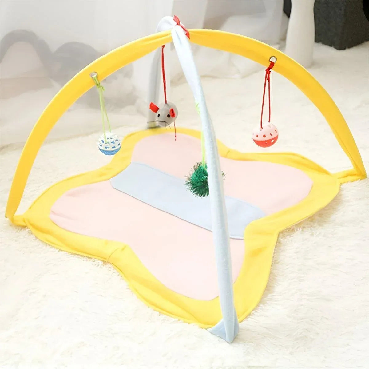 Breathable Pet Hammock Cat Bed with Fun Cartoon Bell Toy Cat Tent Supplies - Small Butterfly