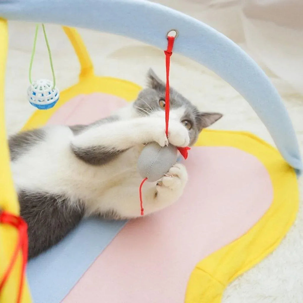 Breathable Pet Hammock Cat Bed with Fun Cartoon Bell Toy Cat Tent Supplies - Small Butterfly