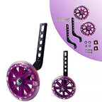 12-20 Inch Kids Bike Training Wheels Silent Flashing PVC Stabilizer Auxiliary - Purple