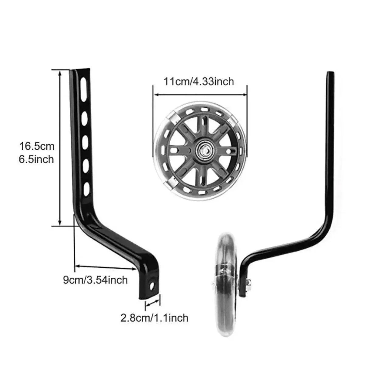12–20 Inch Bike Training Wheels Flashing PVC Silent Stabilizer Auxiliary Support - Red