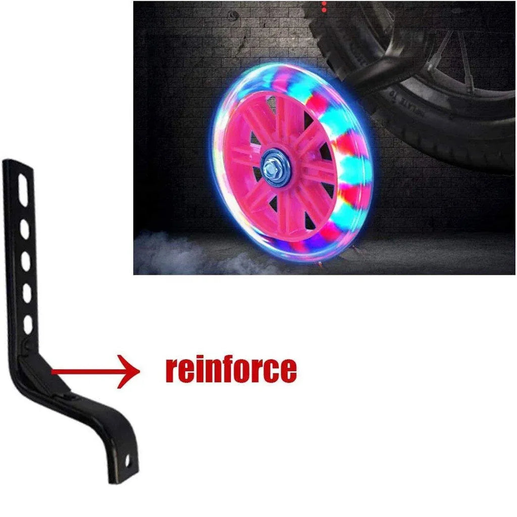 12–20 Inch Bike Training Wheels Flashing PVC Silent Stabilizer Auxiliary Support - Red
