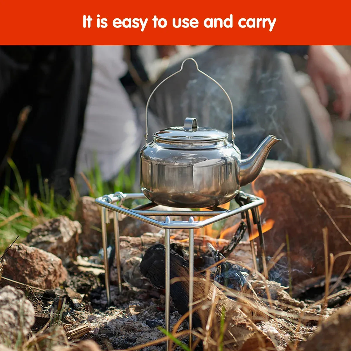 Folding Tripod Camping Stove Rack Triangle Pot Stand Outdoor Cooker Use