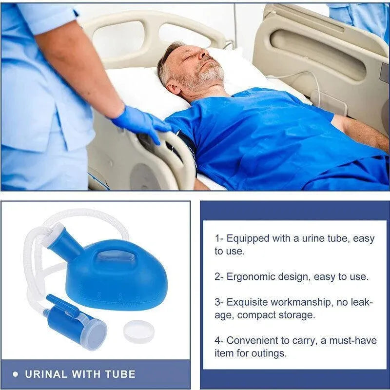 2000ml Portable Male Urinal Bottle with 1.2m Tube for Car Camping Travel Outdoor Use - Blue