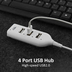 Multi Usb Hub 4 Port High Speed Slim Compact Expansion Smart Splitter Oz Au - Black