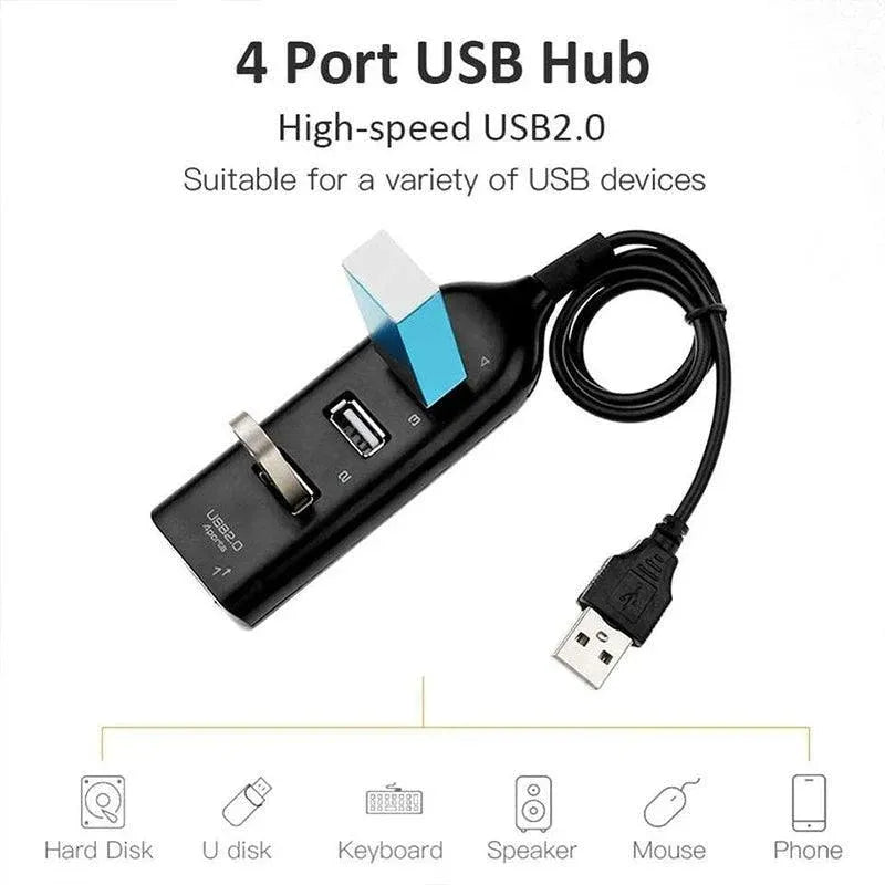 Multi Usb Hub 4 Port High Speed Slim Compact Expansion Smart Splitter Oz Au - White