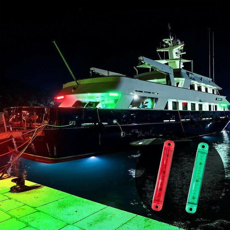 4PCS Marine LED Navigation Strip Lights Red and Green Waterproof 12–24V Compatible