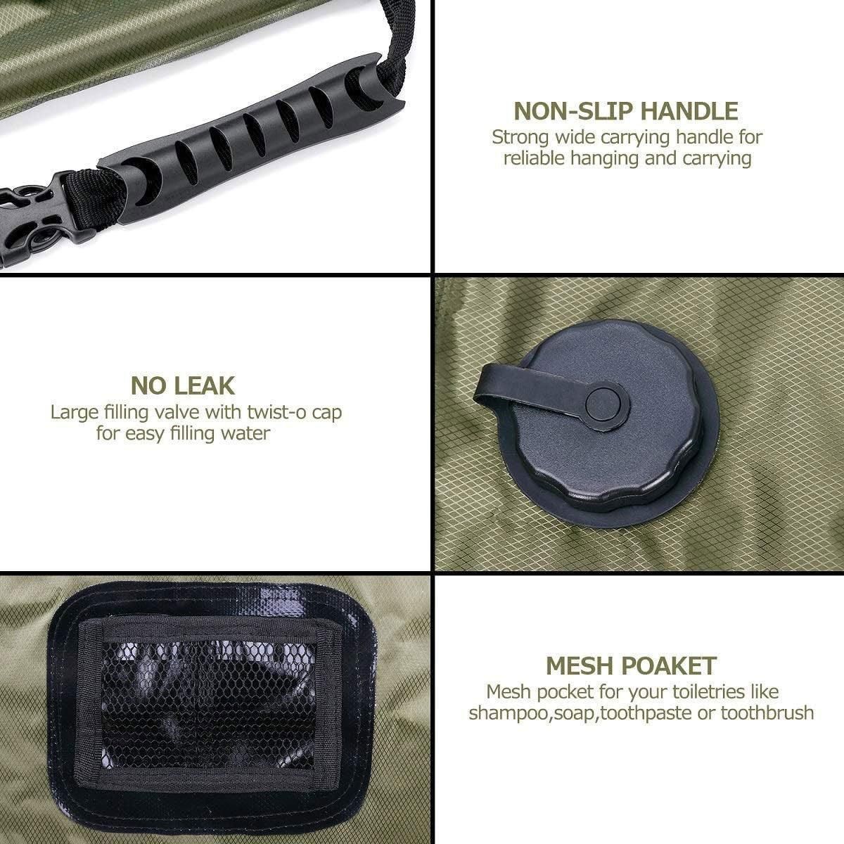 20L Camp Shower Bag Solar Heat Water Pipe Portable Camping Hiking Travel Outdoor