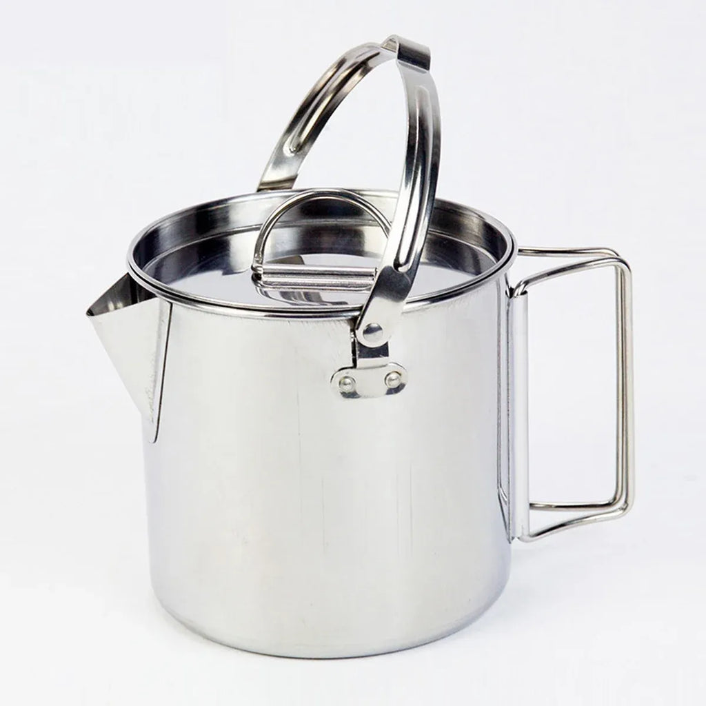 1.2L Portable Stainless Steel Camping Kettle Cookware For Hiking Outdoor Picnic