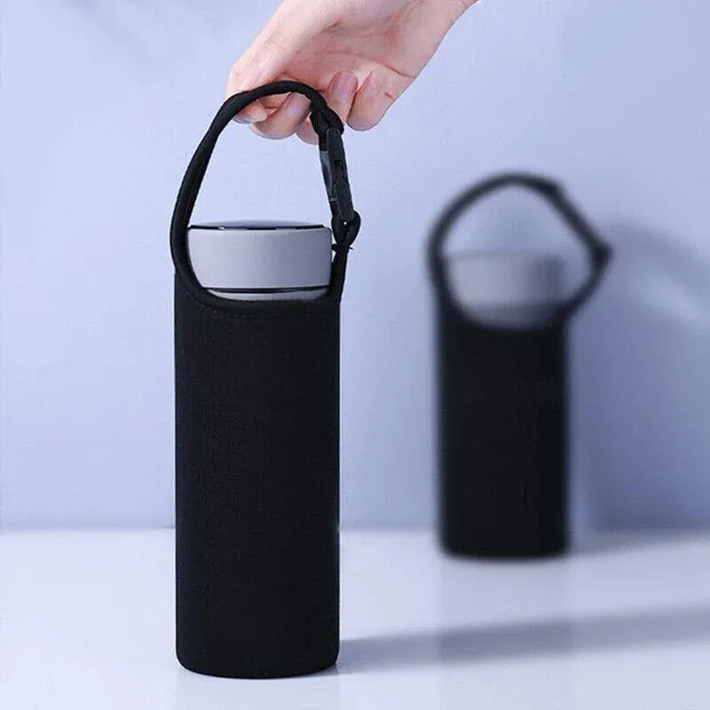 450ml Neoprene Water Bottle Holder Bag Insulated Cover Carrier with Strap - Black